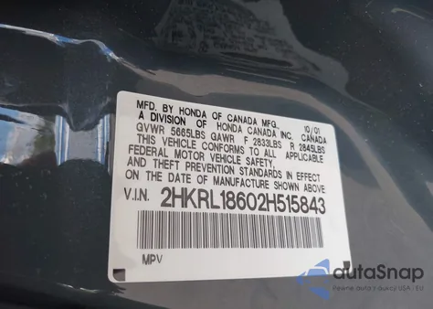 2002 Honda Odyssey Ex из США, поврежденный, VIN 2HKRL18602H515843